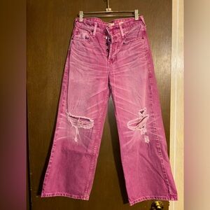 Hot Pink cropped denim